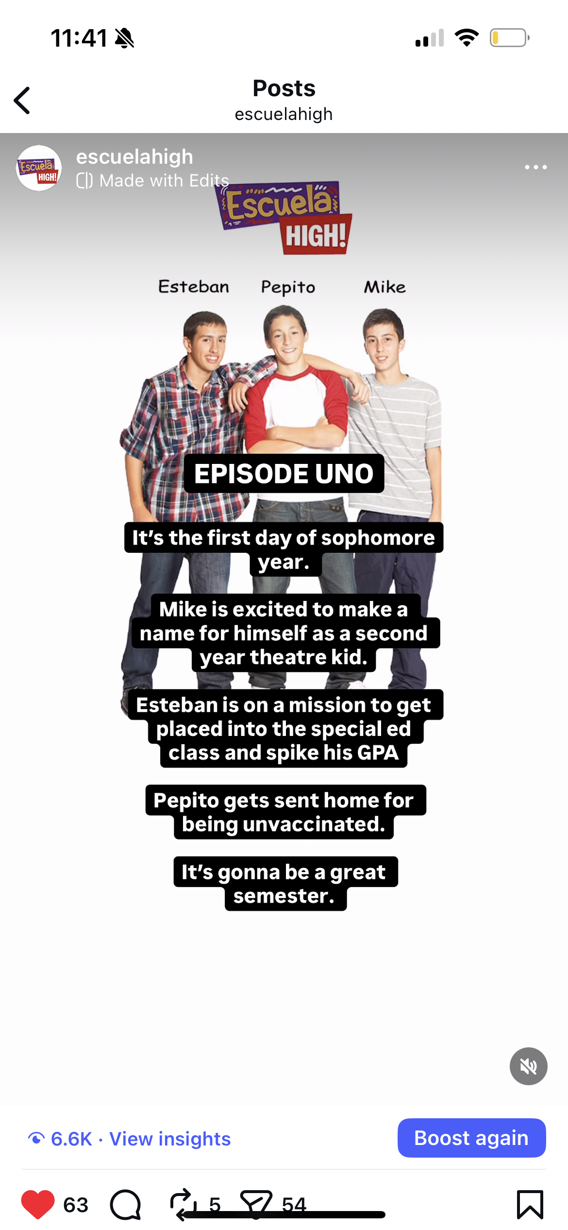 Escuela High Episode Uno — an example episode